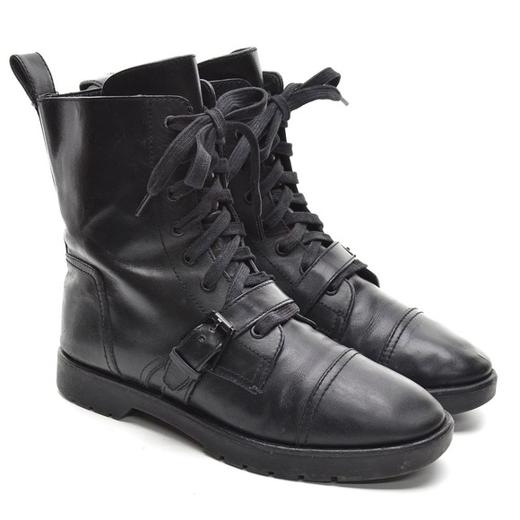 Alexander Wang Shoes - Alexander Wang Daria Black Buckle Combat Boots 37 / 7